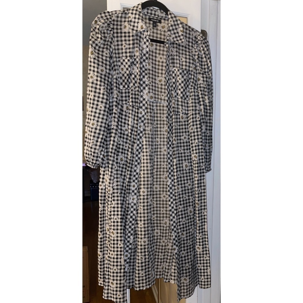 Torrid Daisy and Check Print Kimono Size 10 or Torrid 00 - Picture 2 of 5